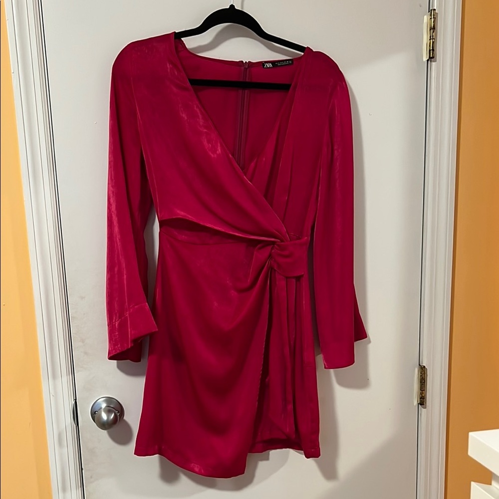 Chic Pink (Raspberry Color) Wrap Dress
